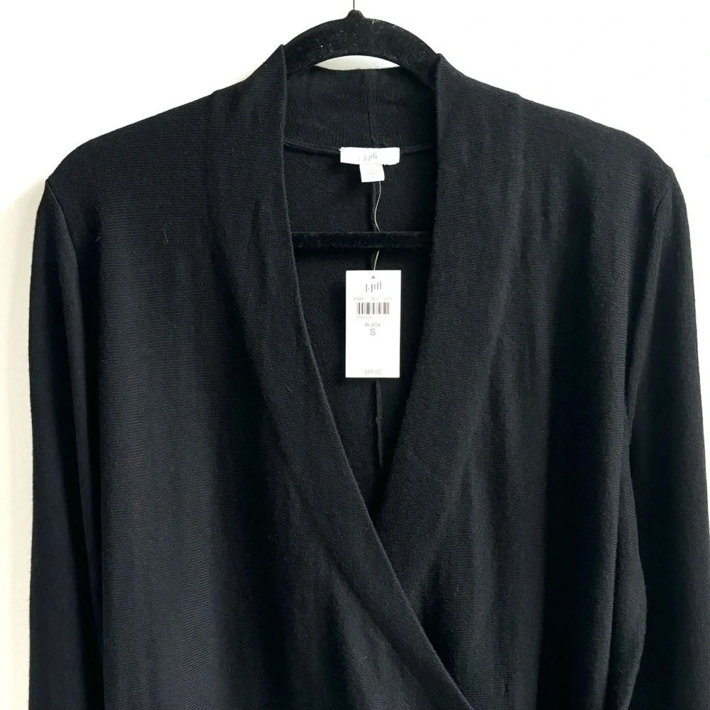 J Jill Seamed Wrap Long Sleeves Sweater Black Size Small - Picture 4 of 12